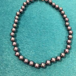 Black Knotted Shell Pearl Necklace